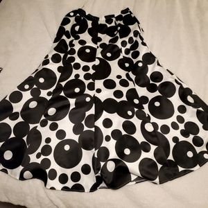 B&W Polkadot Bell Bottom Skirt